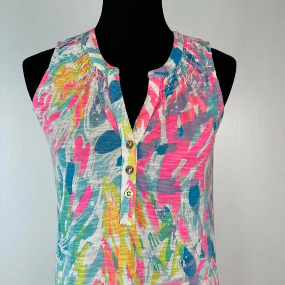 Lilly Pulitzer Essie Beach dress Sparkling Sands Size XS Colorful Retro Neon - Picture 2 of 11